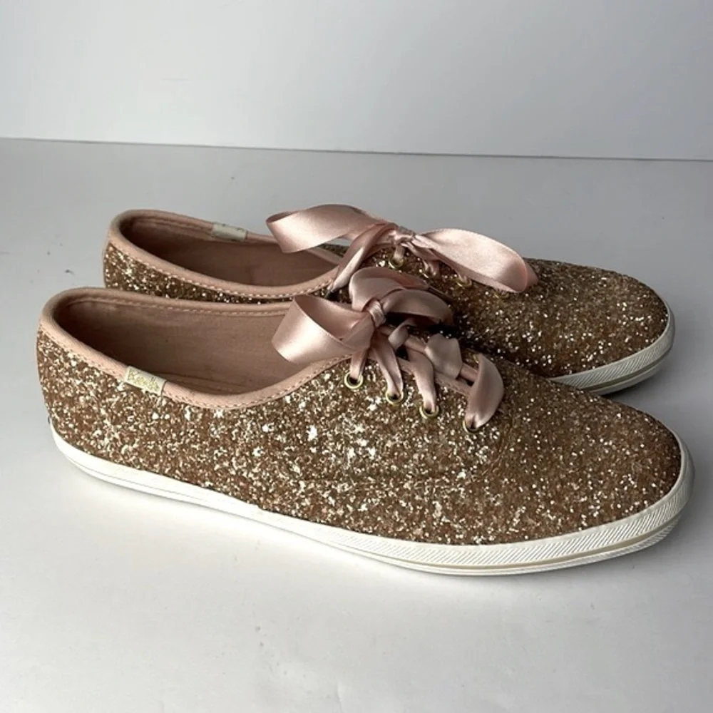 Kate Spade Keds Glittery Lace Up Sneakers